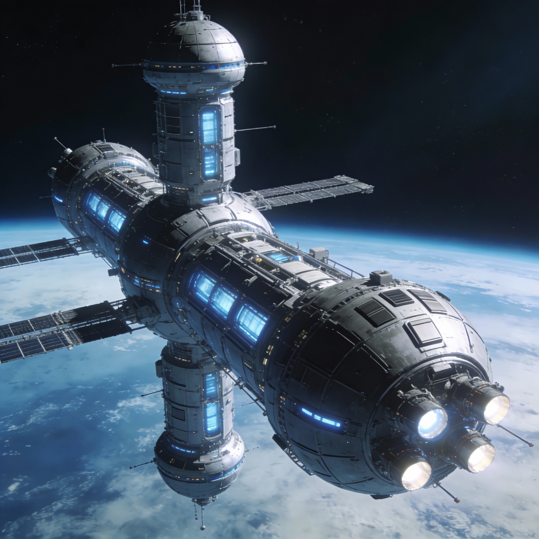 AI-generated space station in orbit